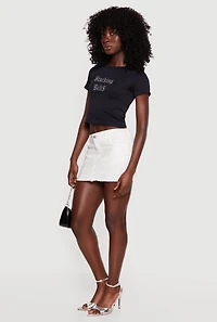 Stacking Bills Rhinestone Graphic Crop Top