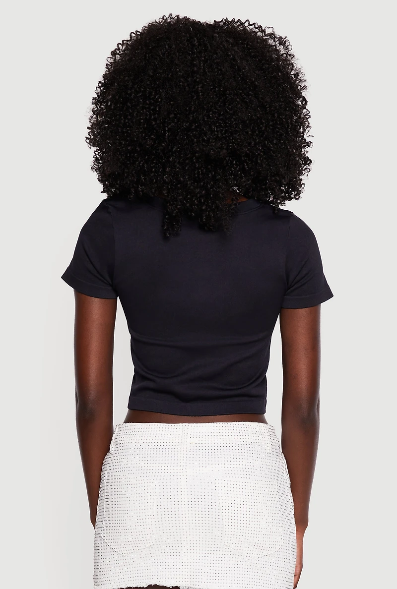 Stacking Bills Rhinestone Graphic Crop Top