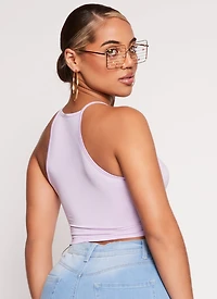 Womens Daisy High Neck Cropped Cami, Purple, Size S
