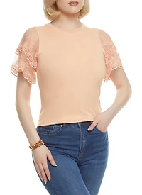 Lace Detail Bell Sleeve Blouse