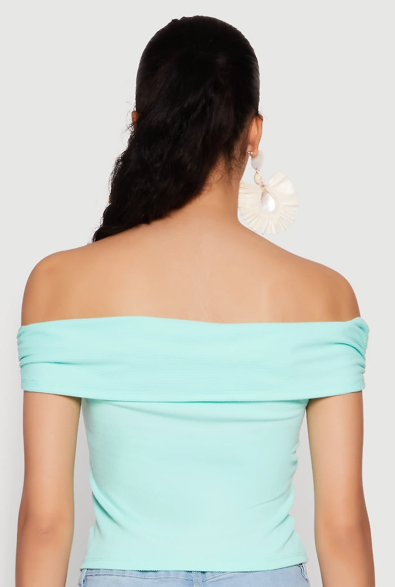 Womens Iris Off The Shoulder O Ring Top, Green, Size S