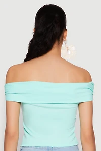 Womens Iris Off The Shoulder O Ring Top, Green, Size S