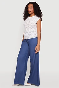 Lace Cap Sleeve High Neck Blouse