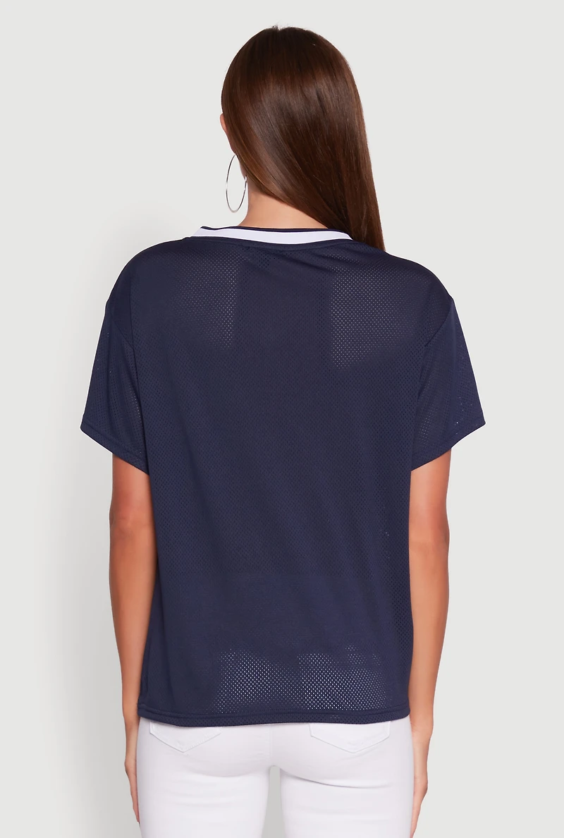 Womens Iris Los Angeles 98 Graphic V-Neck Jersey,