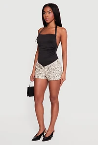 Ruched Side Buckle Strap Halter Top