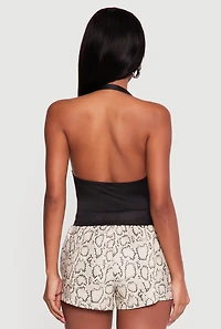 Ruched Side Buckle Strap Halter Top