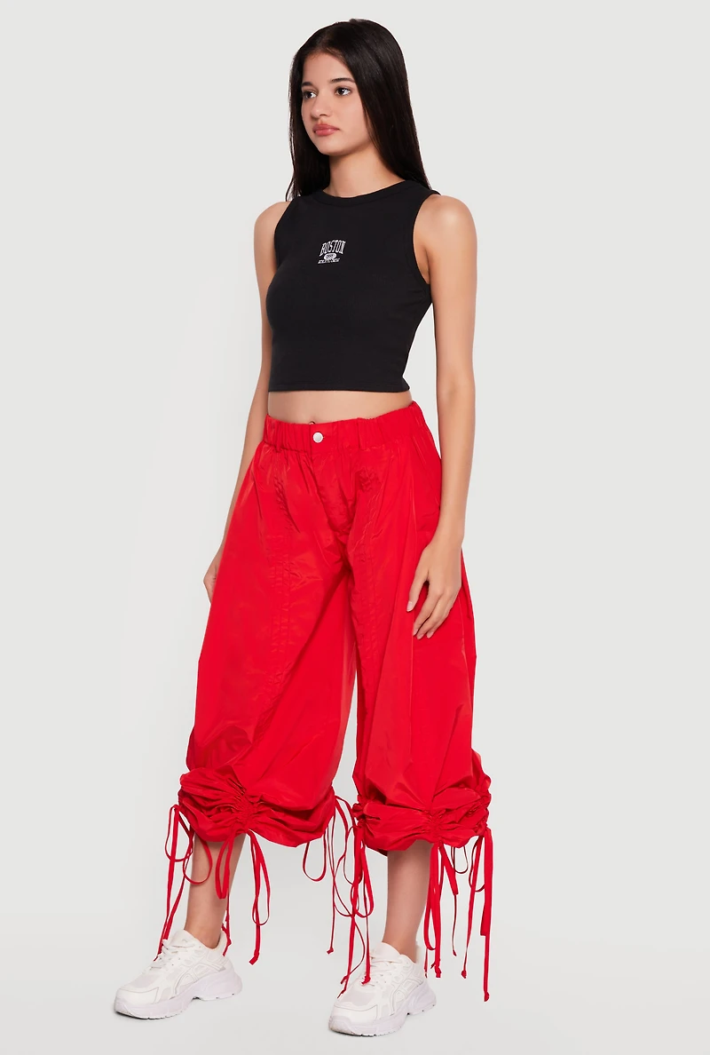 Boston Graphic Rib Knit Crop Tank Top