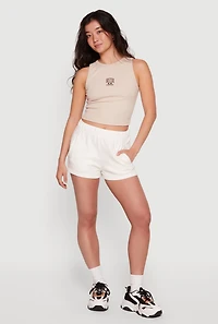 Boston Graphic Rib Knit Crop Tank Top