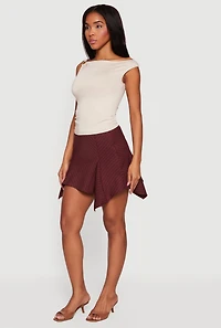 Asymmetric Metallic Ring Detail Side Ruched Blouse