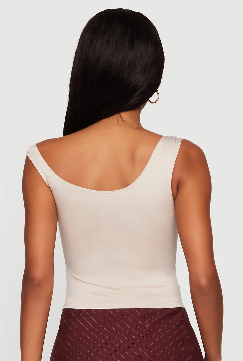 Asymmetric Metallic Ring Detail Side Ruched Blouse