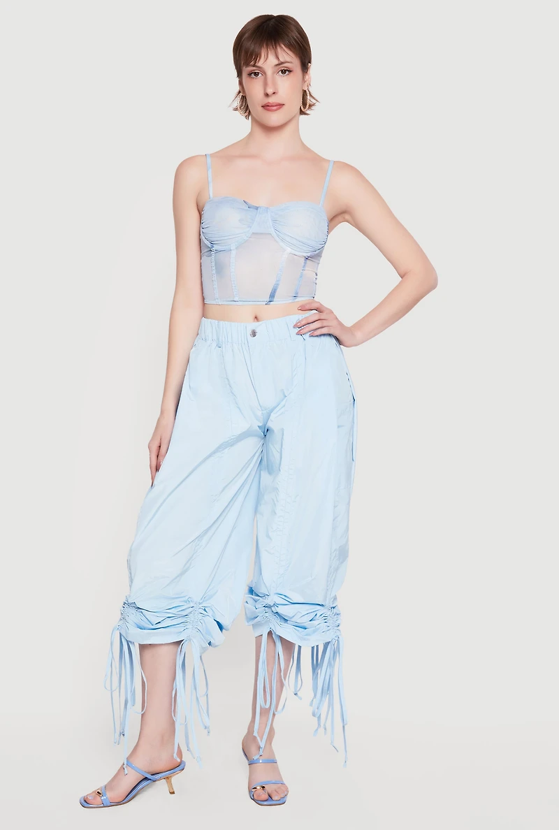 Patterned Mesh Bustier Crop Top