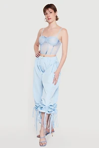 Patterned Mesh Bustier Crop Top