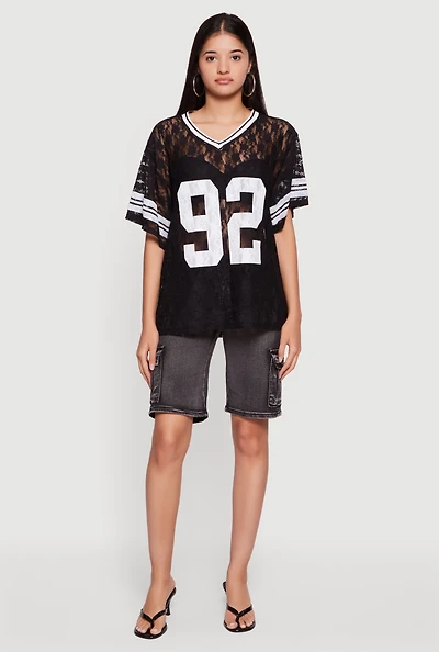 92 Graphic Varsity Stripe Lace Jersey