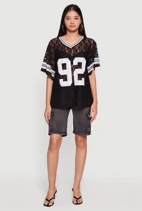 92 Graphic Varsity Stripe Lace Jersey