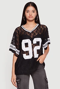 92 Graphic Varsity Stripe Lace Jersey