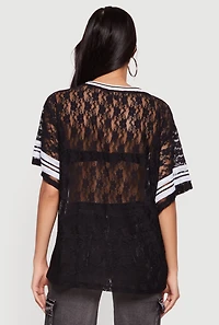 92 Graphic Varsity Stripe Lace Jersey