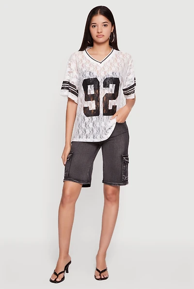 92 Graphic Varsity Stripe Lace Jersey