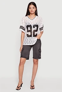 92 Graphic Varsity Stripe Lace Jersey