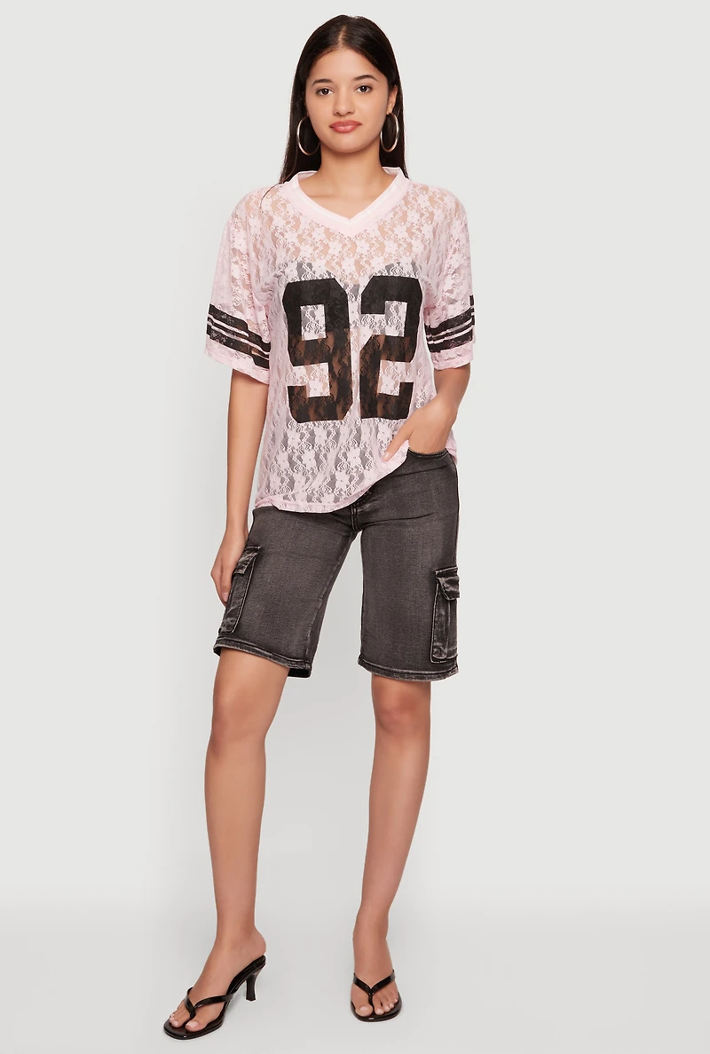 92 Graphic Varsity Stripe Lace Jersey