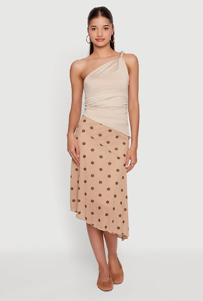 Twist Strap One Shoulder Asymmetrical Blouse
