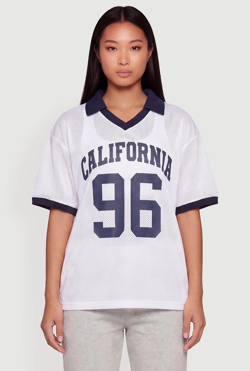 California 96 Collared Graphic Jersey Top