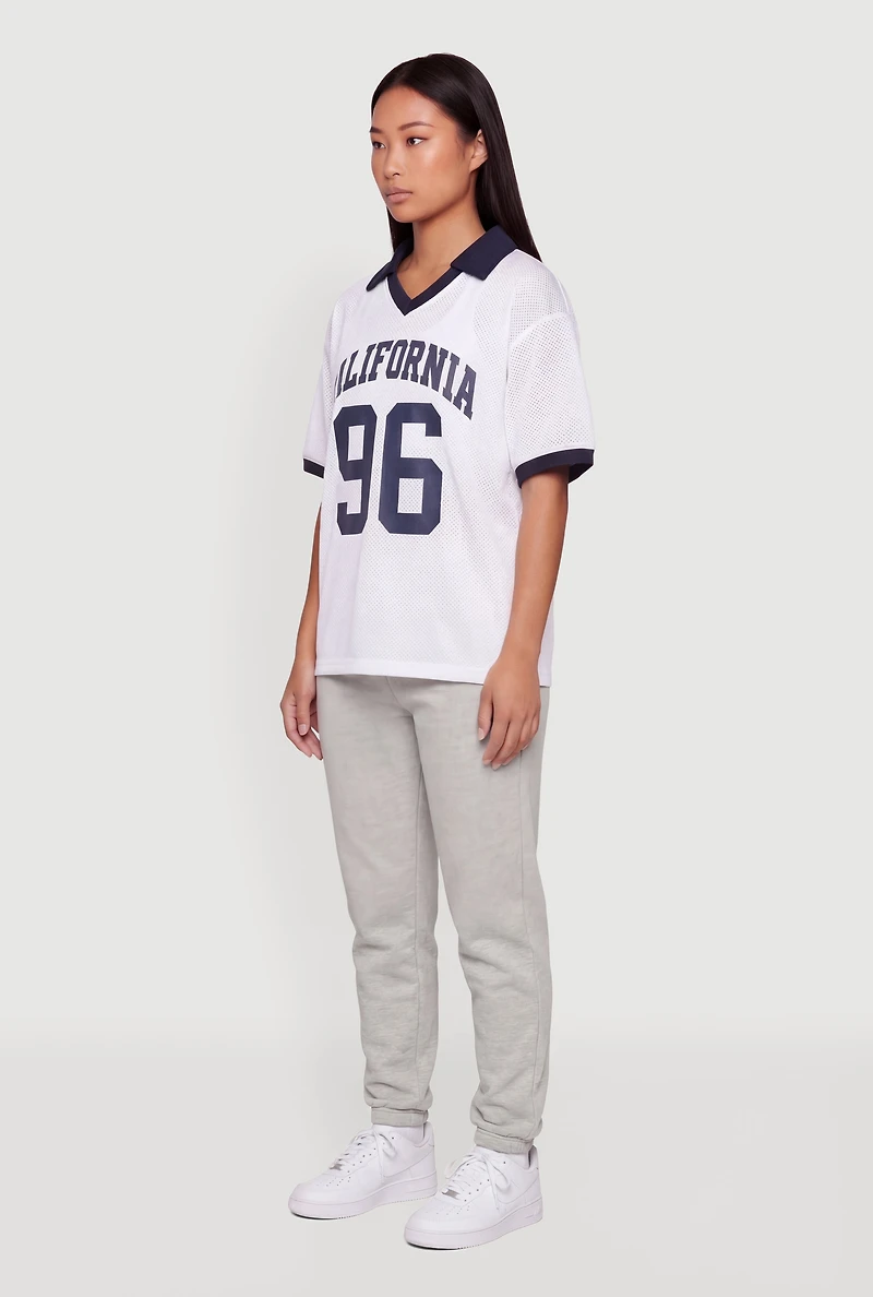 California 96 Collared Graphic Jersey Top