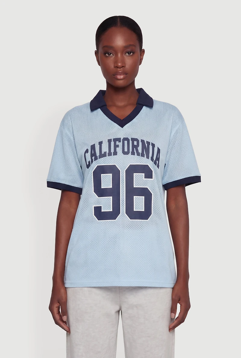 California 96 Collared Graphic Jersey Top