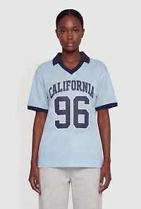 California 96 Collared Graphic Jersey Top