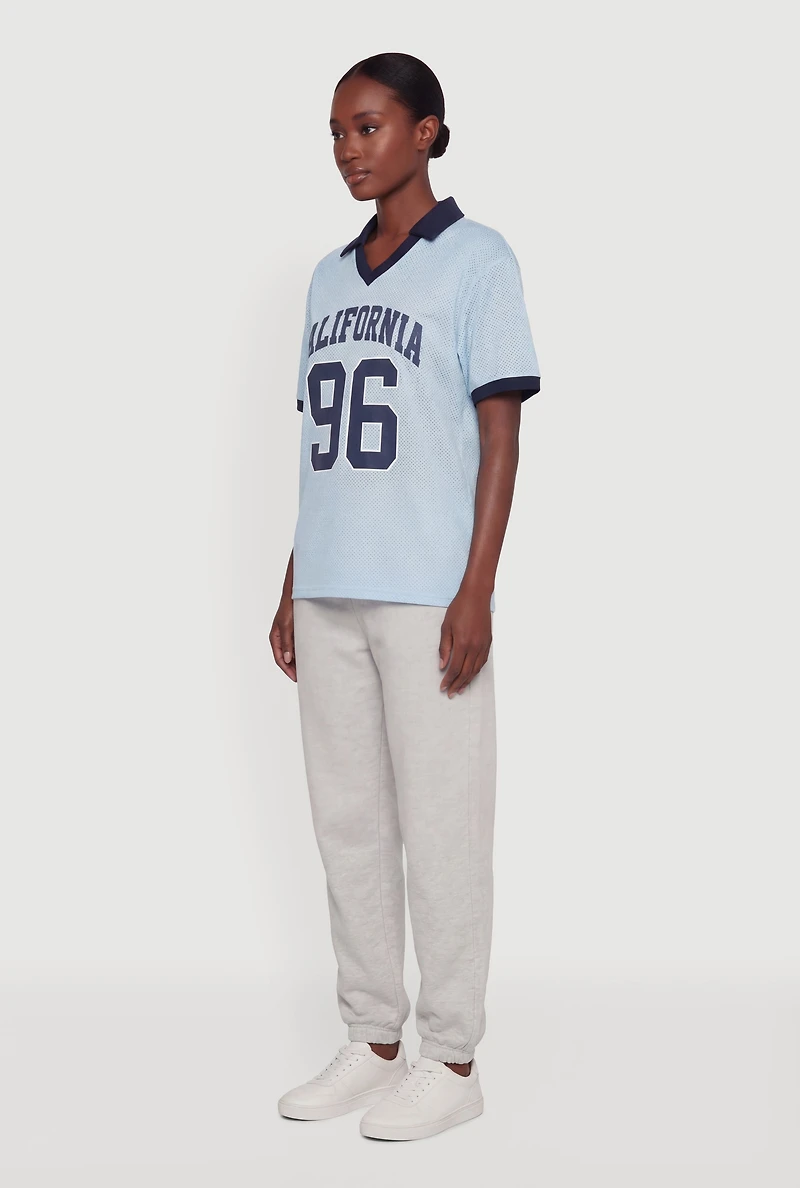 California 96 Collared Graphic Jersey Top