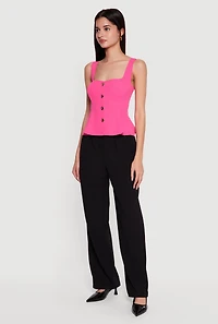 Sleeveless Button Front Peplum Top