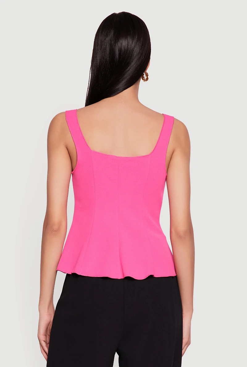 Sleeveless Button Front Peplum Top