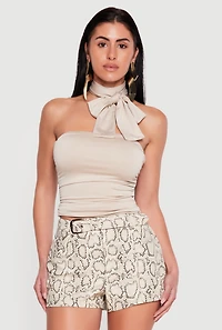 Side Ruched Tube Top with Scarf