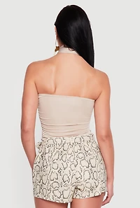 Side Ruched Tube Top with Scarf