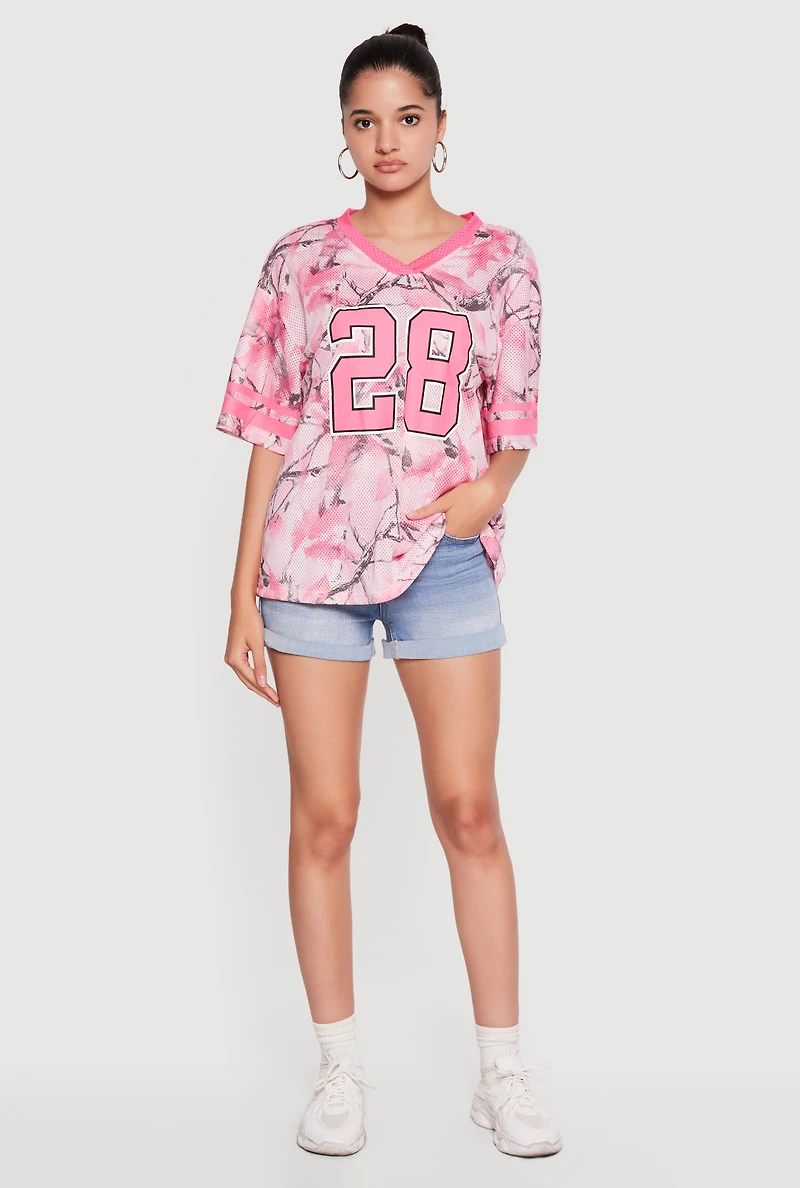 Hunter Camo 28 Graphic Varsity Stripe Mesh Jersey