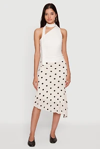 Side Ruched Scarf Neck Blouse