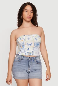 Reversible Printed Pattern Crop Tube Top