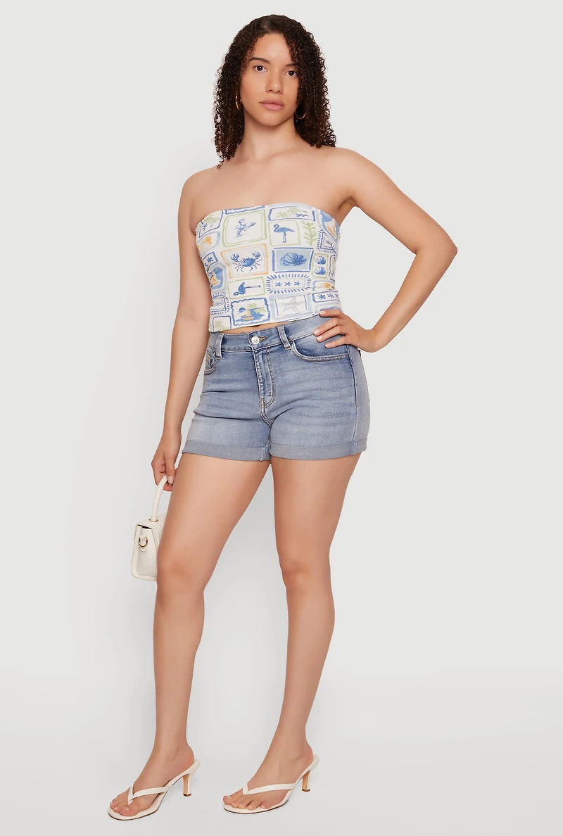 Reversible Printed Pattern Crop Tube Top