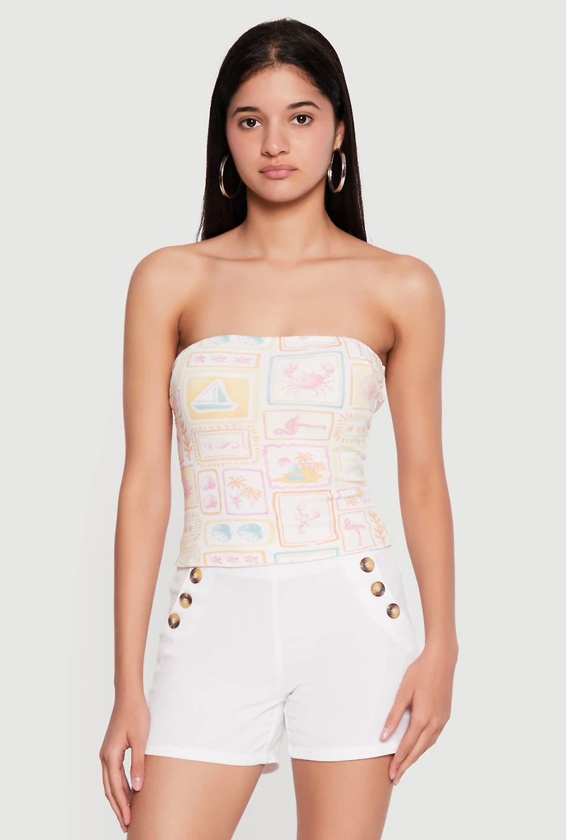 Reversible Printed Pattern Crop Tube Top