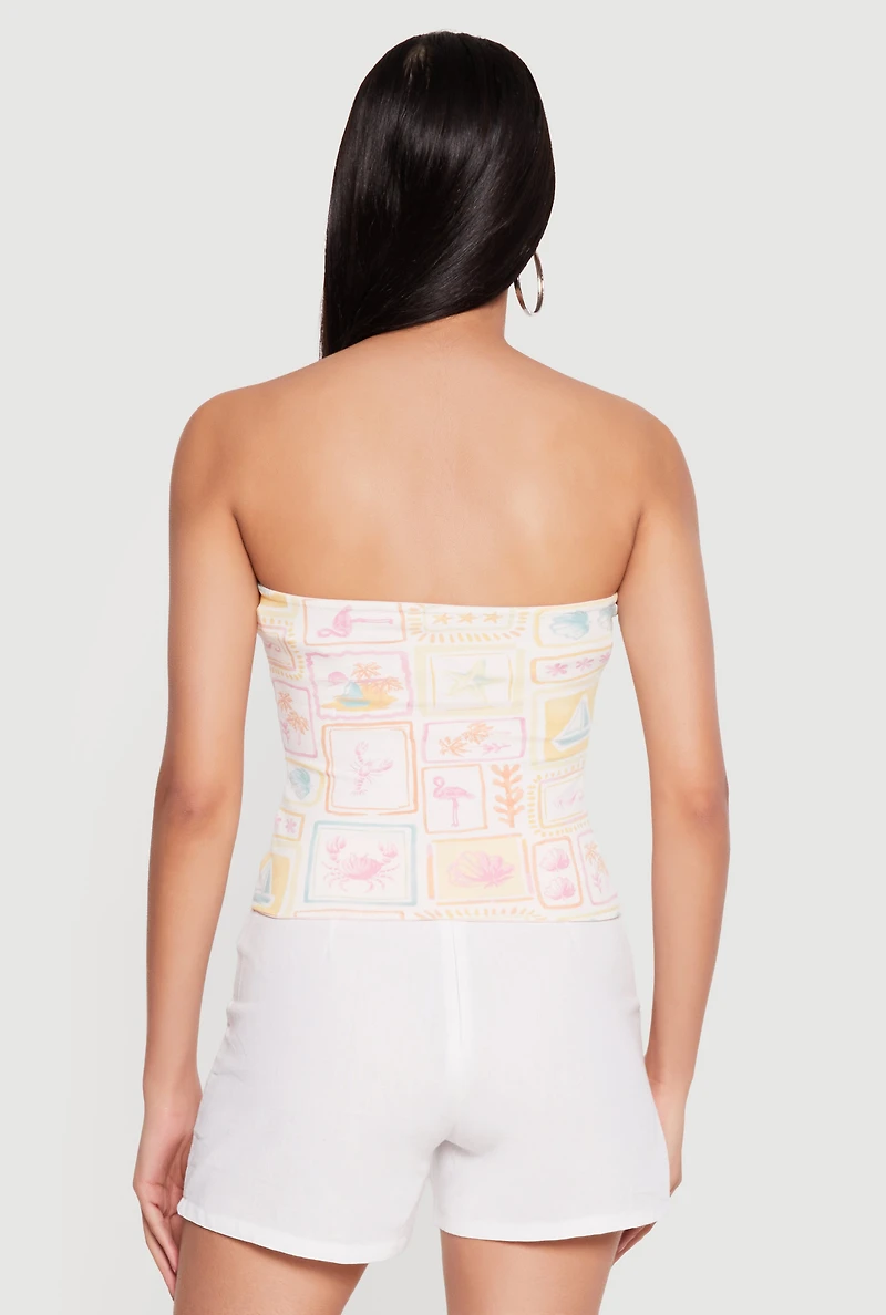 Reversible Printed Pattern Crop Tube Top