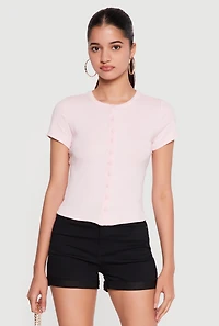 Short Sleeve Button Front Top
