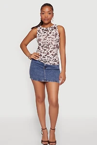Cow Print Side Ruched Tank Top