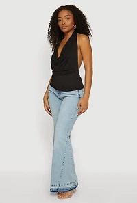 Backless Cowl Neck Halter Top