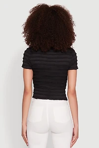 Womens Tiered Short Sleeve Top, Black,