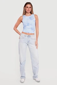 Sleeveless Floral Mesh High Neck Blouse