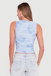 Sleeveless Floral Mesh High Neck Blouse