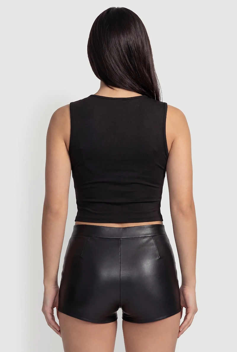 Sleeveless High Neck Blouse with Shoulder Twist Detail