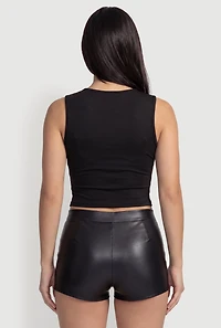 Sleeveless High Neck Blouse with Shoulder Twist Detail