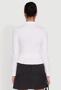 Womens Iris Tie Waist Button Front Shirt, White, Size L