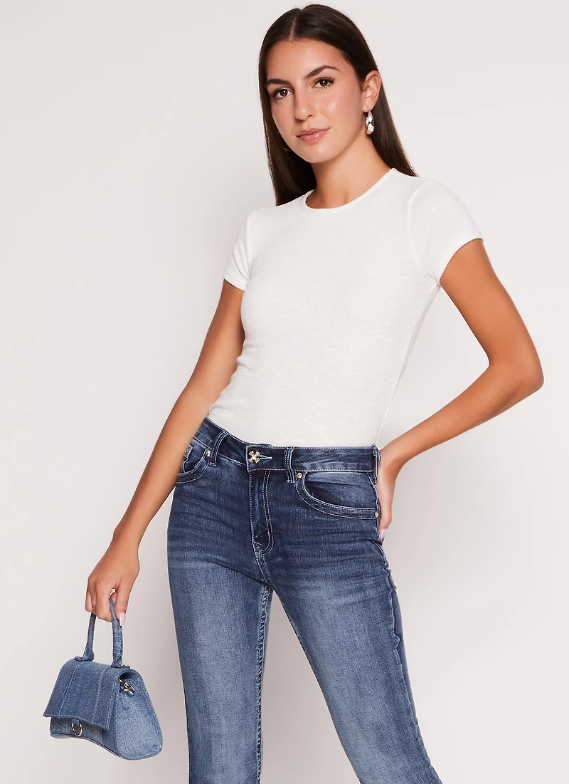 Basic Ribbed Crew Neck Tee