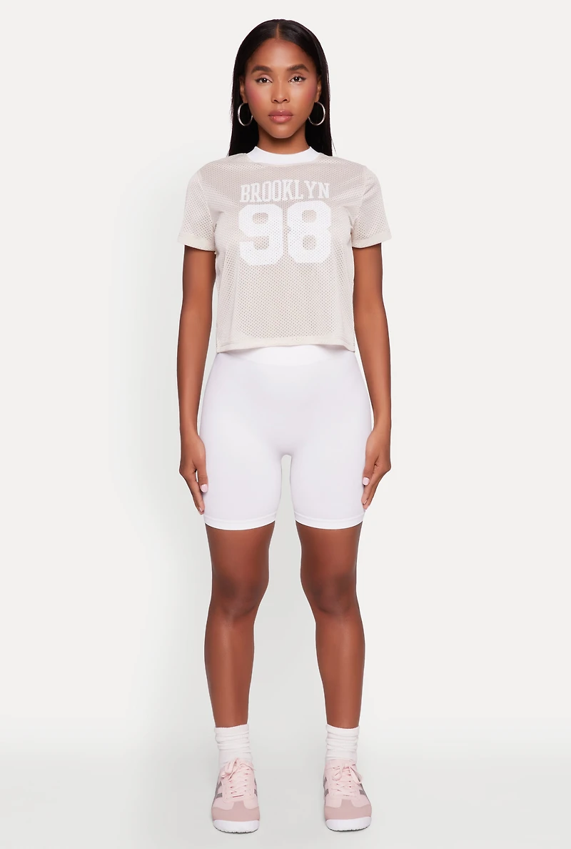 Womens Graphic Jersey Top, Beige, Size S